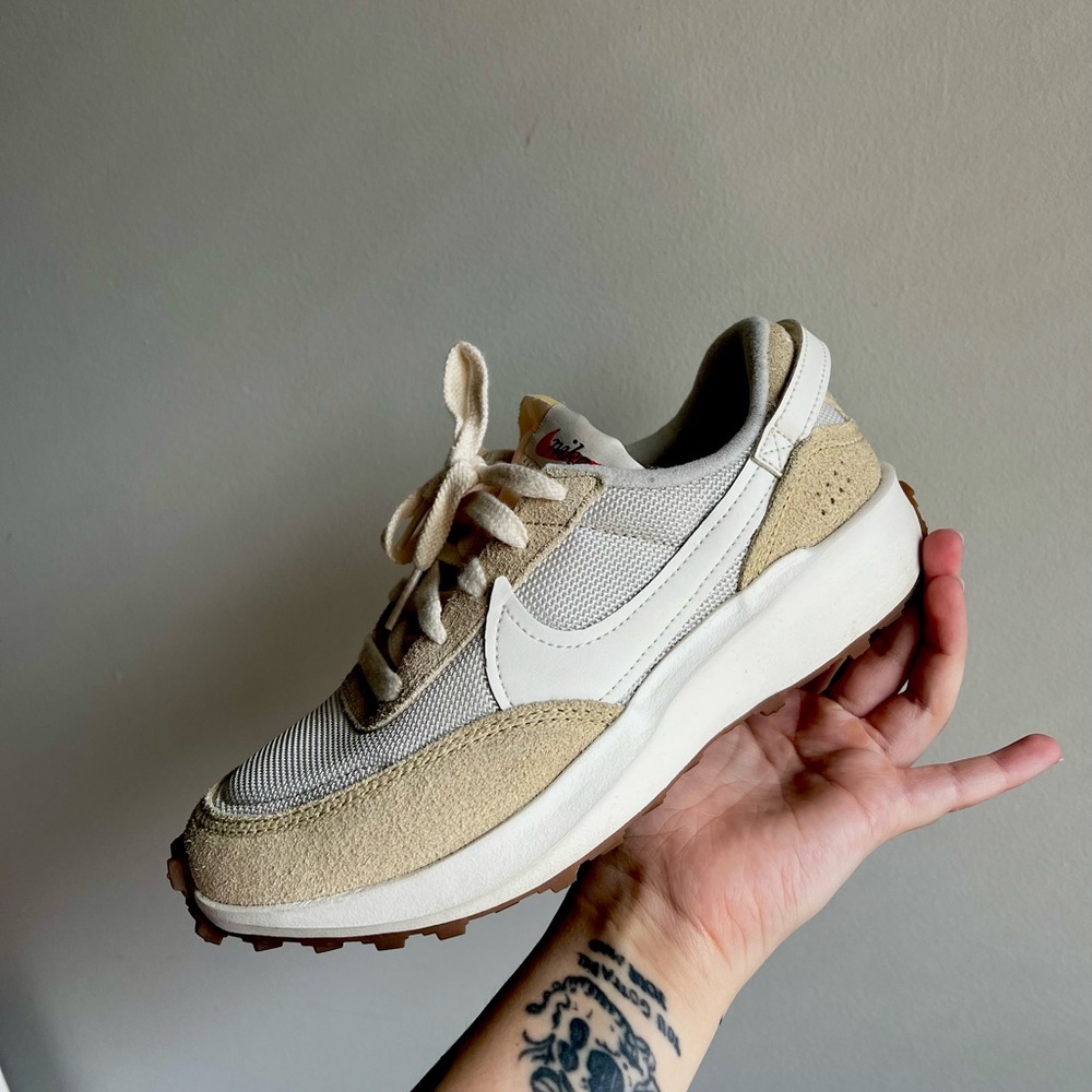 Nike Beige and White Waffle Sneakers
